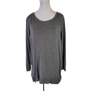 Chico's Zenergy Size 1 US 10 Pullover Long Sleeve T-shirt Zip Waist‎ Hem Detail